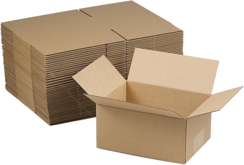 HESESOH 8x6x4 Inches Shipping Boxes Set of 40, Brown Corrugated Cardboard Box Literature Mailer for Packing Small Business - Image 1